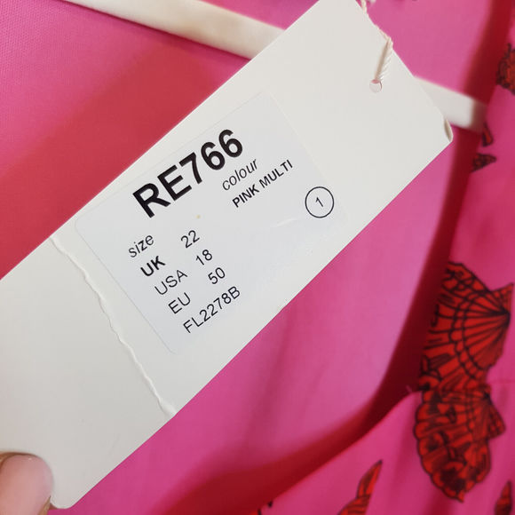 Twisted Wunder Pip Seashell Print Mini Dress UK 22 Pink Chiffon Funky Plus BNWT - Picture 8 of 13